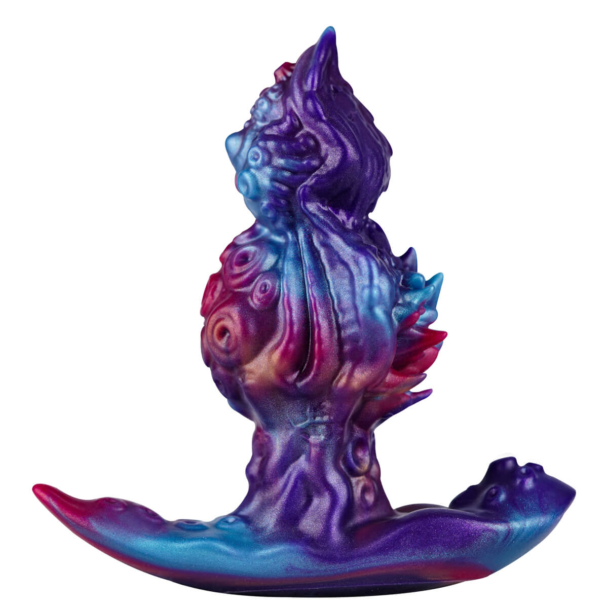 5 inch alien tentacle wearable silicone butt plug stands upright on a white background.