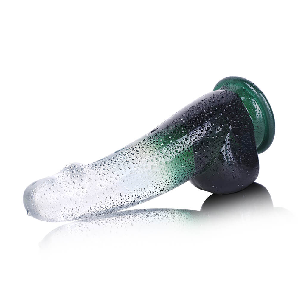 6 Inch Tpe Green Clear Dildo with Balls