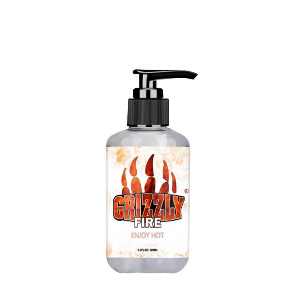 Grizzly warming water based lubricant 4.2oz on white background.
