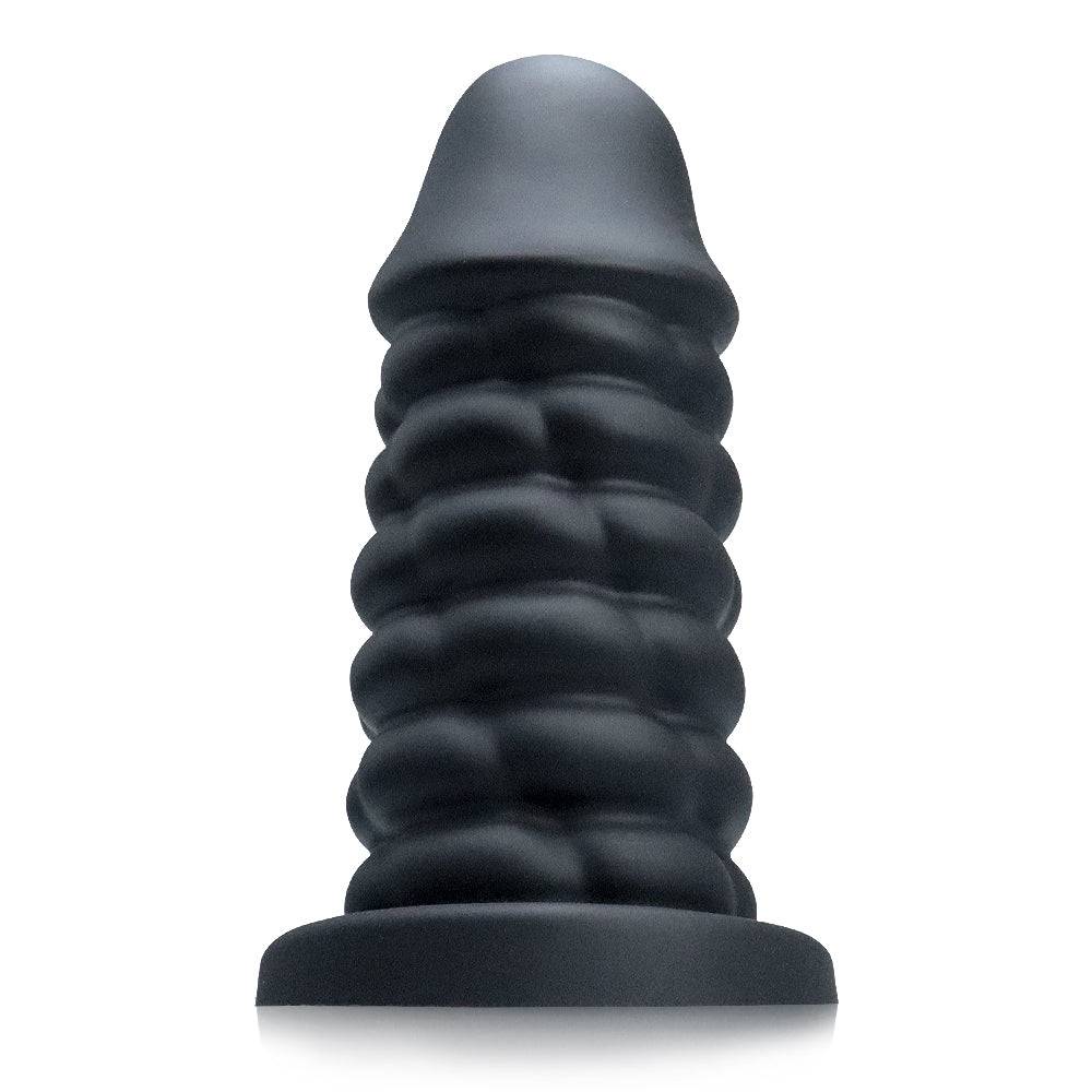 10 inch big black anal dilation dildo black on a white background.