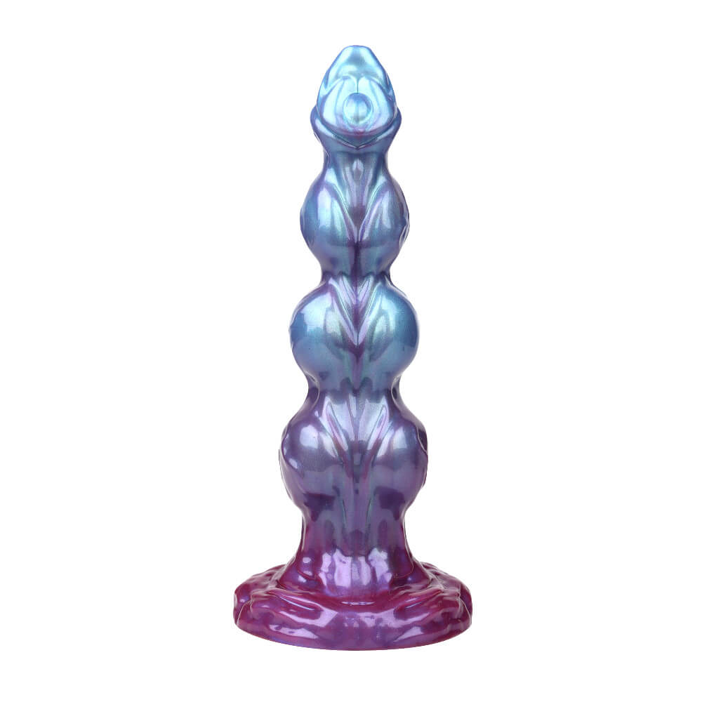11 inch fantasy anal dog knot dildo front view on white background.