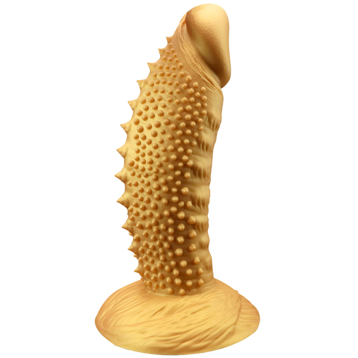 13 inch yellow large anal dildo on white background.