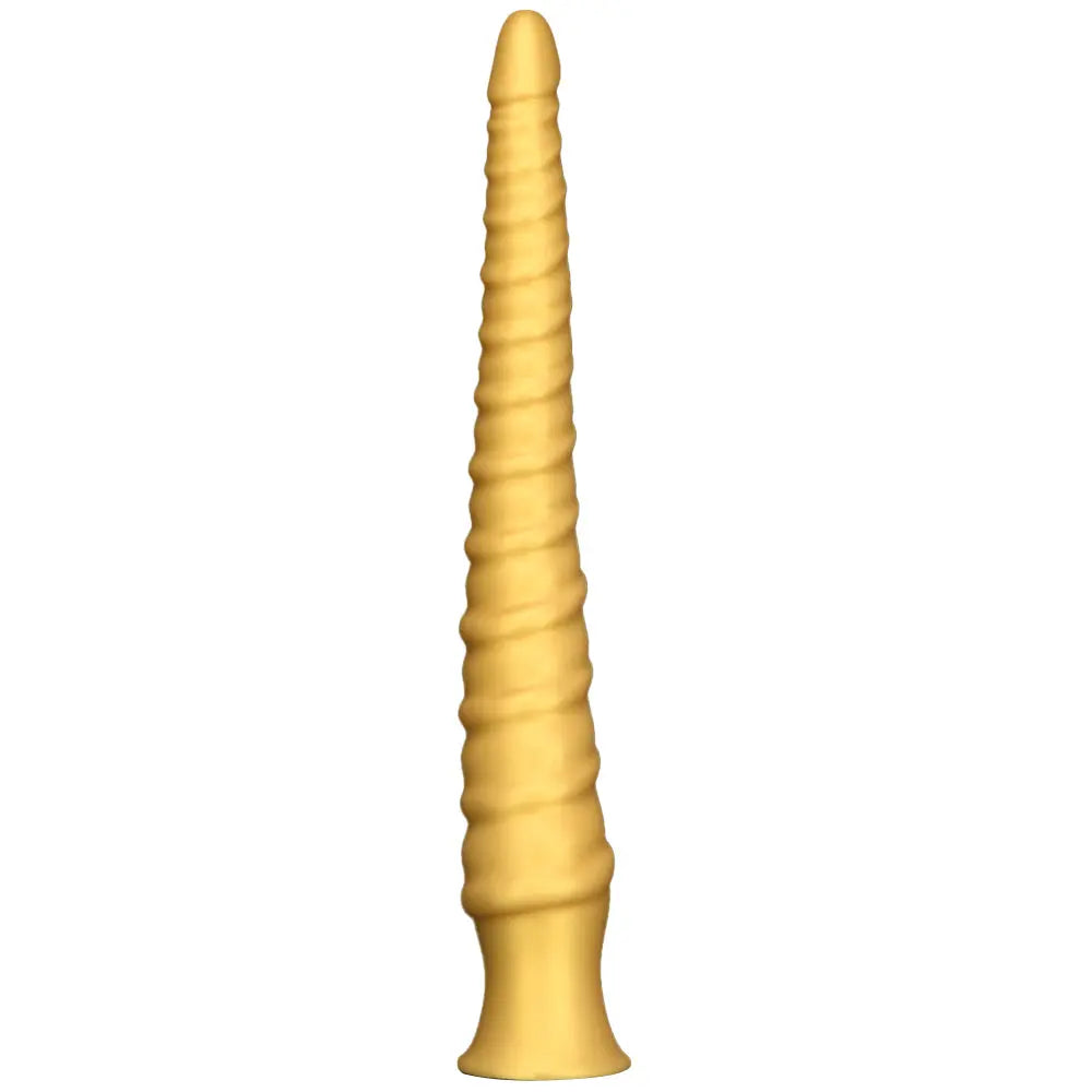 Golden Assassin Fantasy Dildo – Textured Ribbed Silicone Dildo with Tapered Tip & Wide Flared Base Tarisss Sex Toy Store