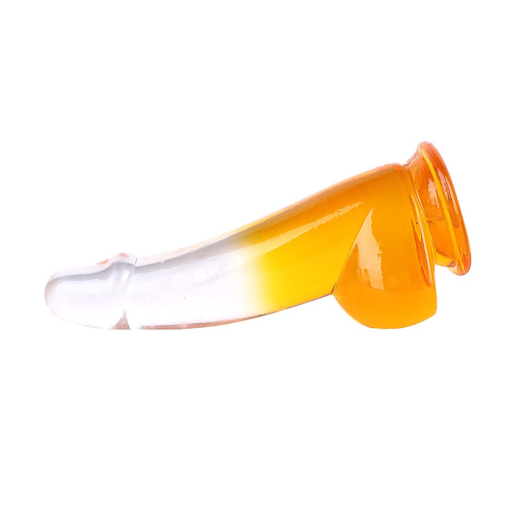 6 Inch Tpe Yellow Clear Dildo with Balls - Tarisss Sex Toy Store