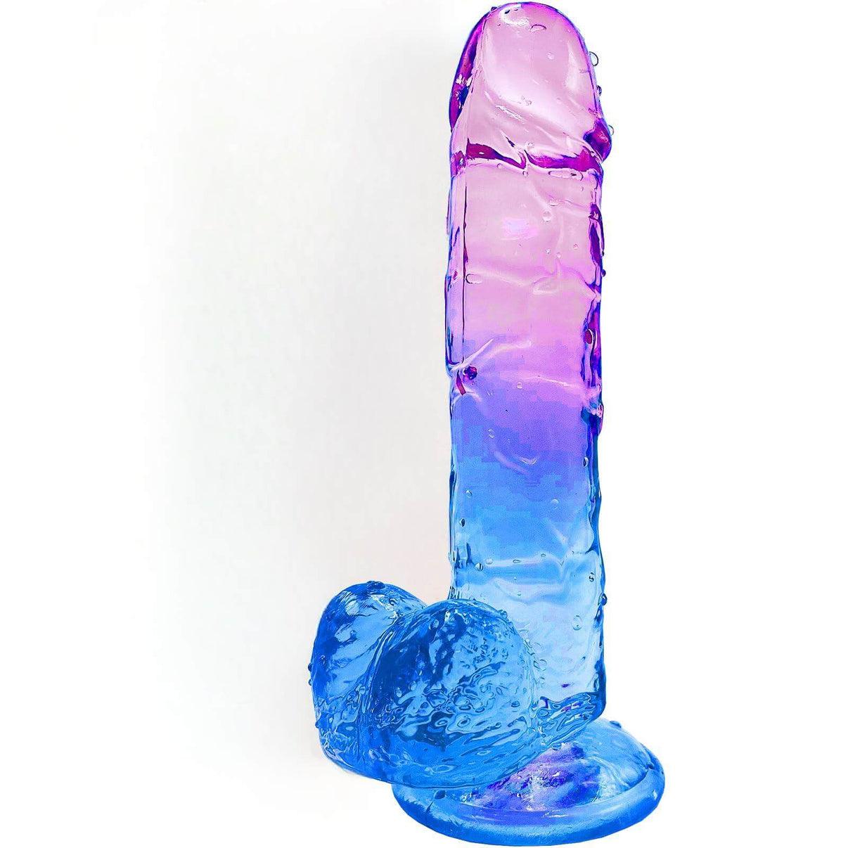 7 Inch Tpe Gradient Blue Jelly Dildo with Balls - Tarisss Sex Toy Store