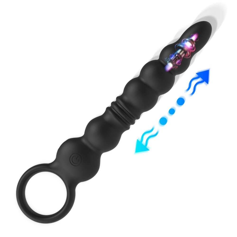 Bluetooth app remote control thrusting prostate massager on a white background.