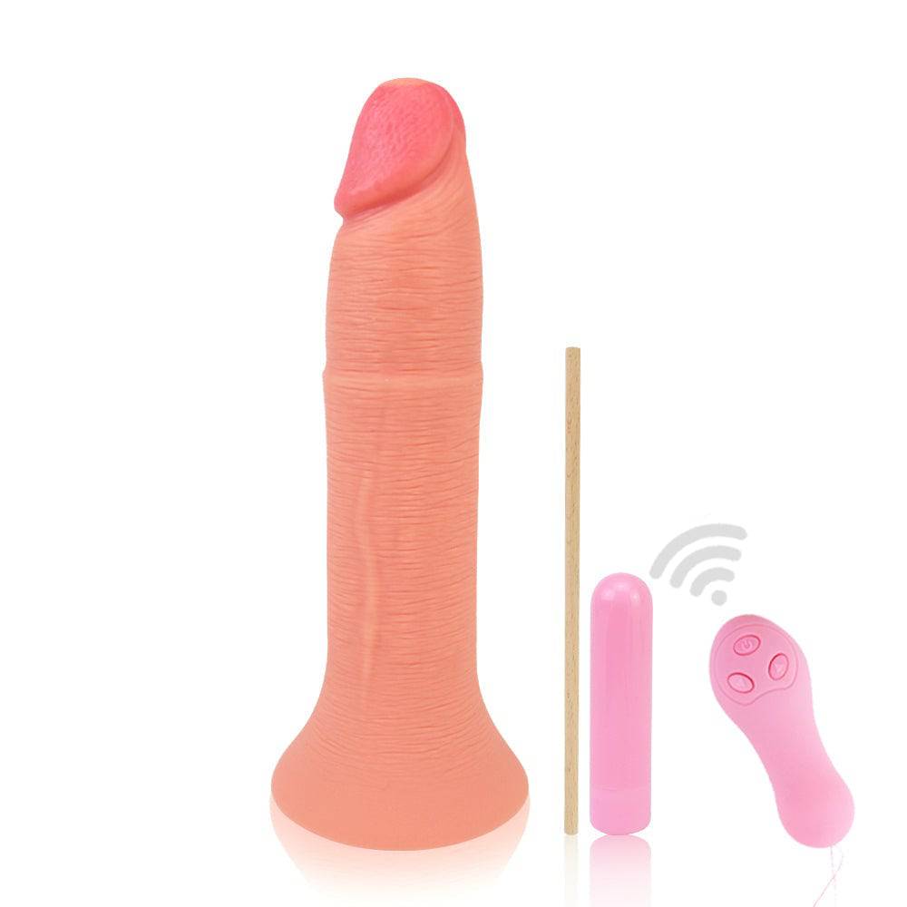 Havoc 11 inch remote control vibrating realistic dildo on a white background.
