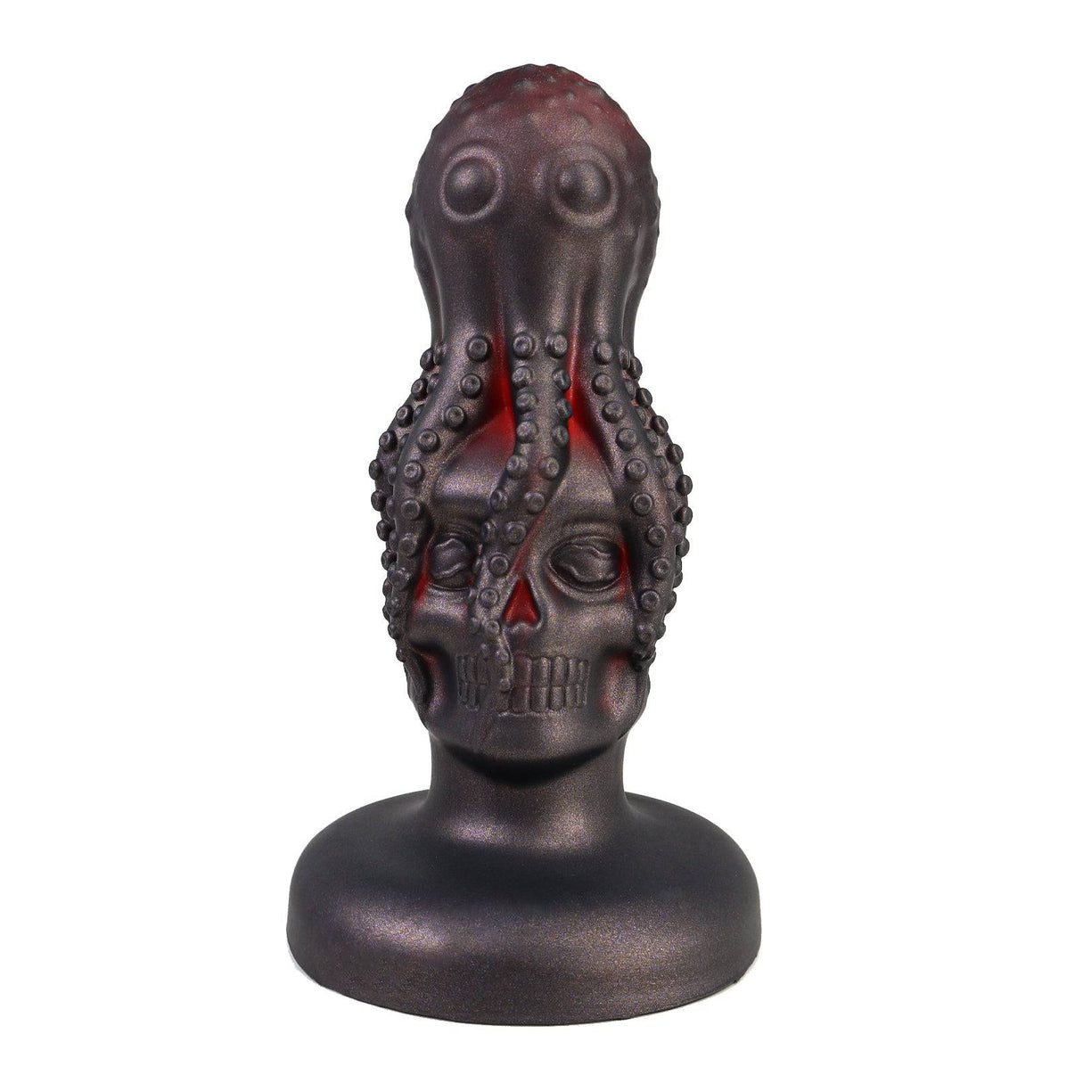 Dark grey madam skull fantasy tentacle anal dildo on white background.