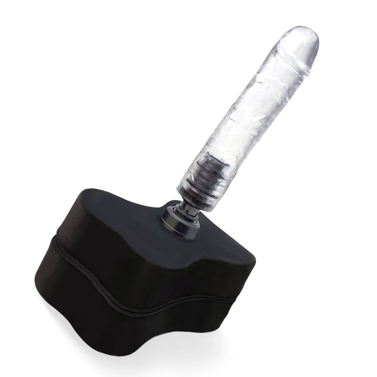 Saddle thrusting sex machine with dildo on a white background.