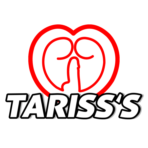 The logo of tarisss sex toy shopping store. The icon is outlined in red and the brand name is written in white font.