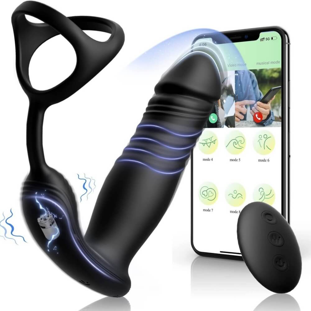 Bluetooth App Remote Control 6 Thrusting Prostate Massager - Tarisss Sex Toy Store