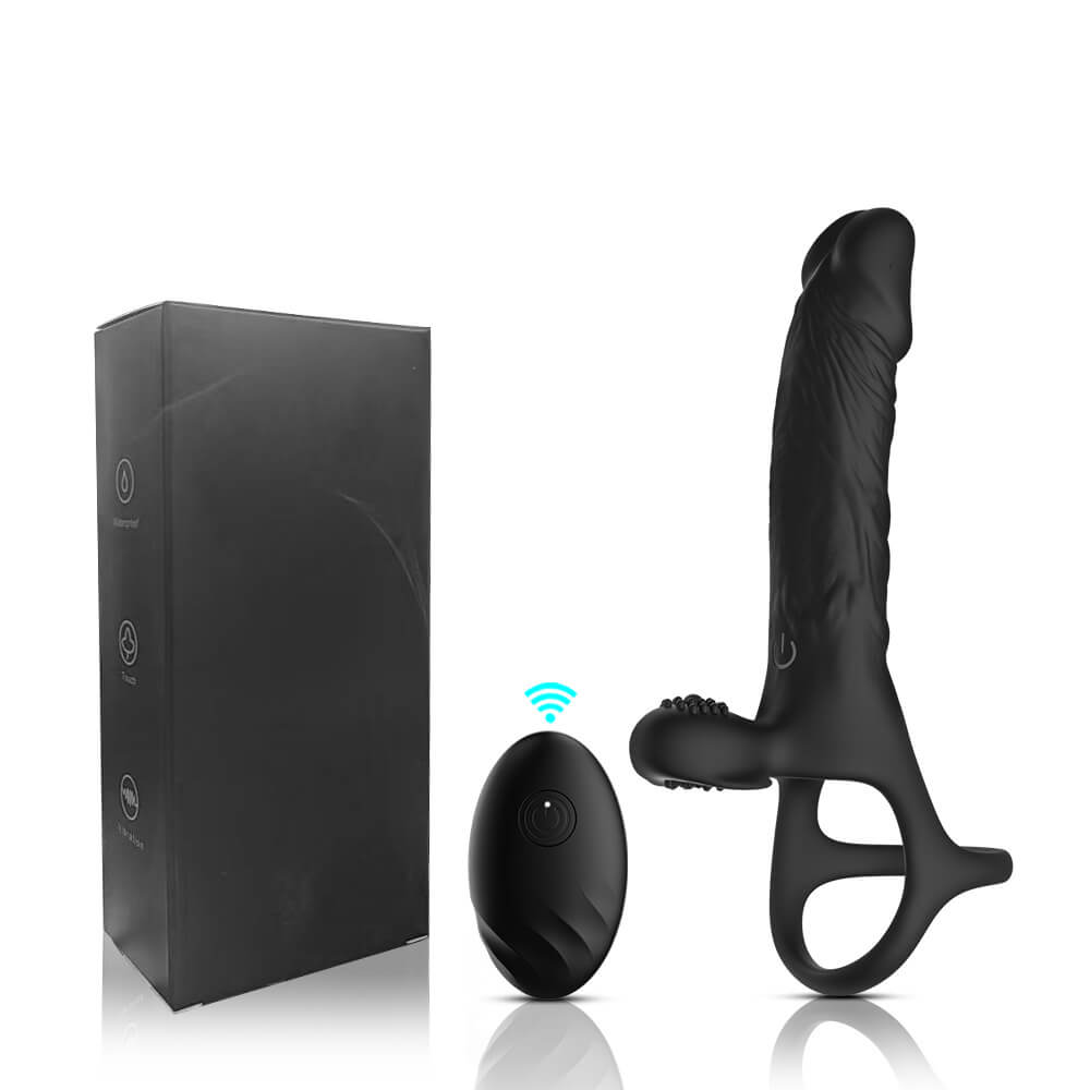 Bluetooth APP Remote Control Vibrating Penis Sleeve with Penis Ring - Tarisss Sex Toy Store