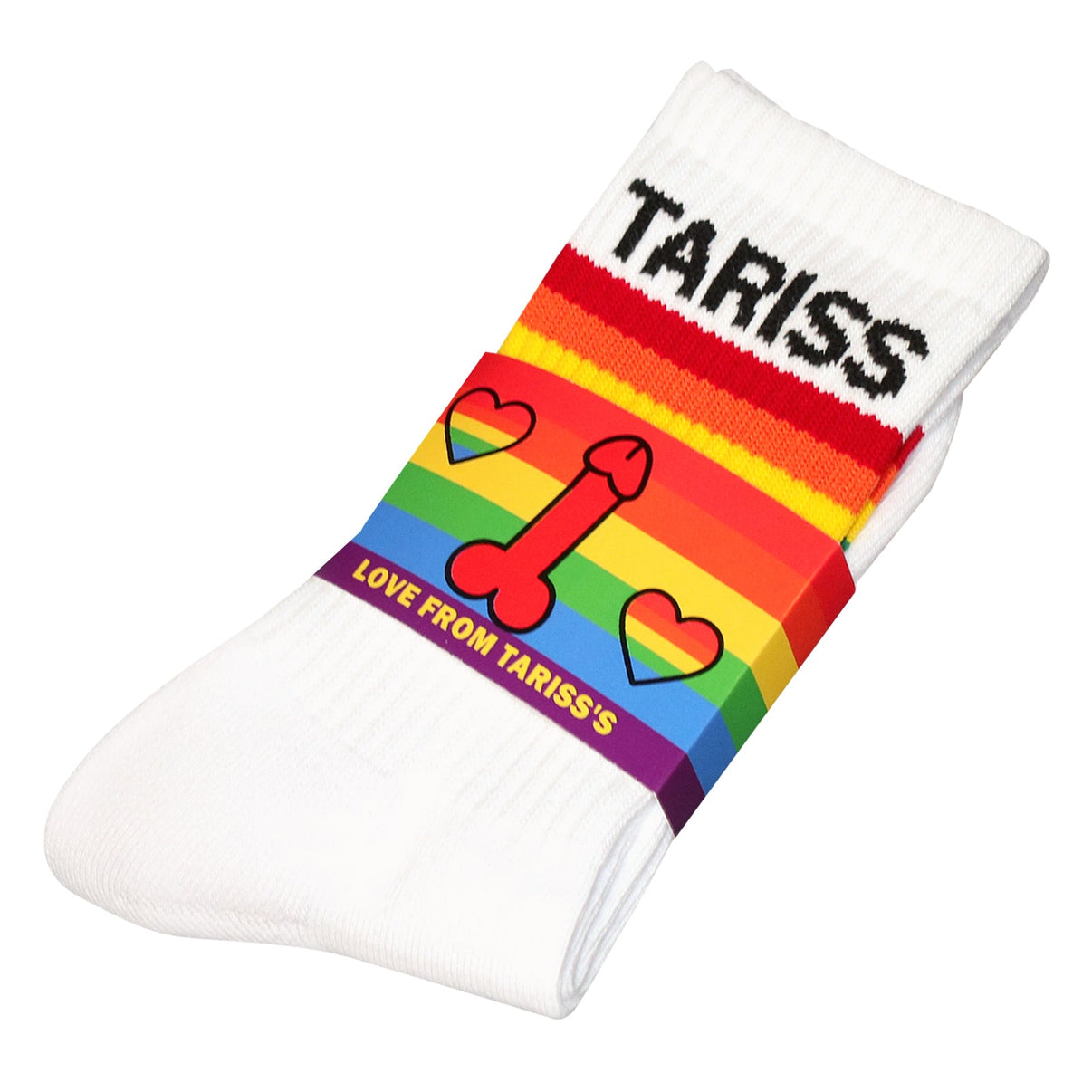 Customized Rainbow White Socks - Tarisss Sex Toy Store