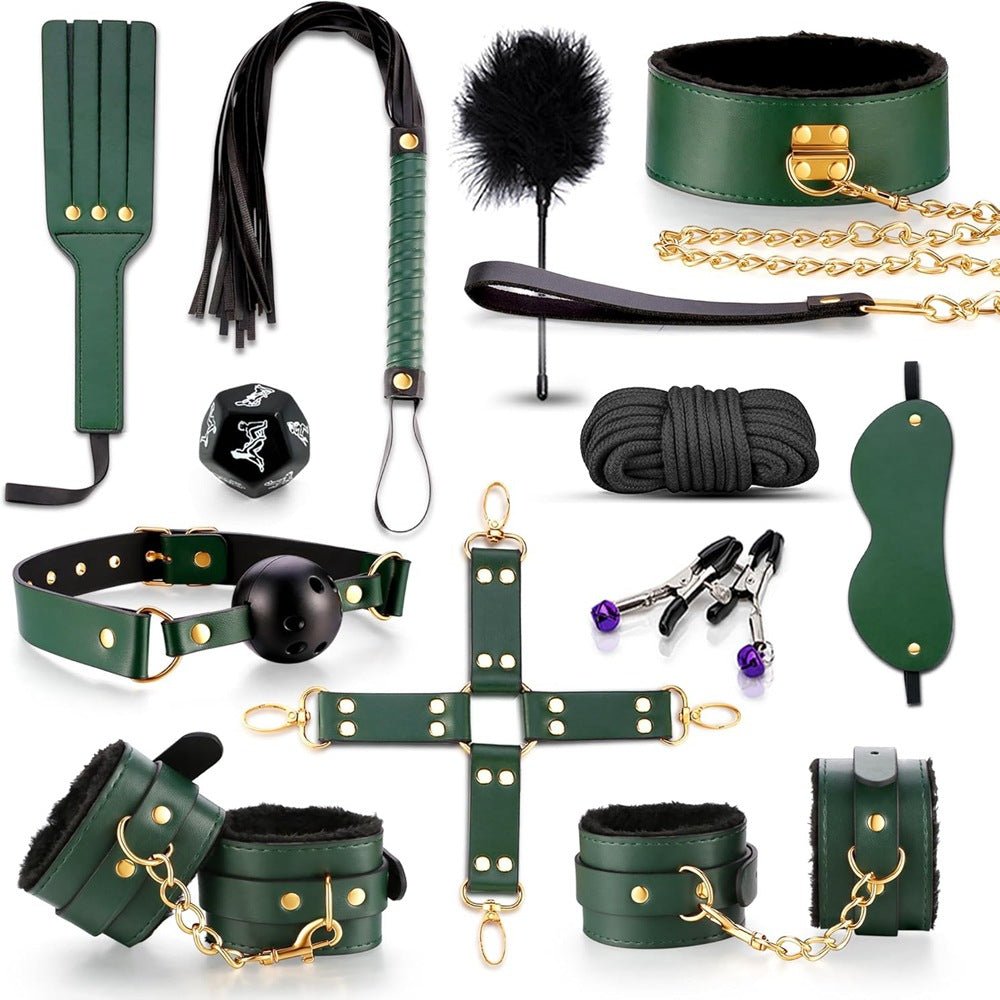 Deluxe Bondage Play Set with Leather Restraints and Accessories - Tarisss Sex Toy Store