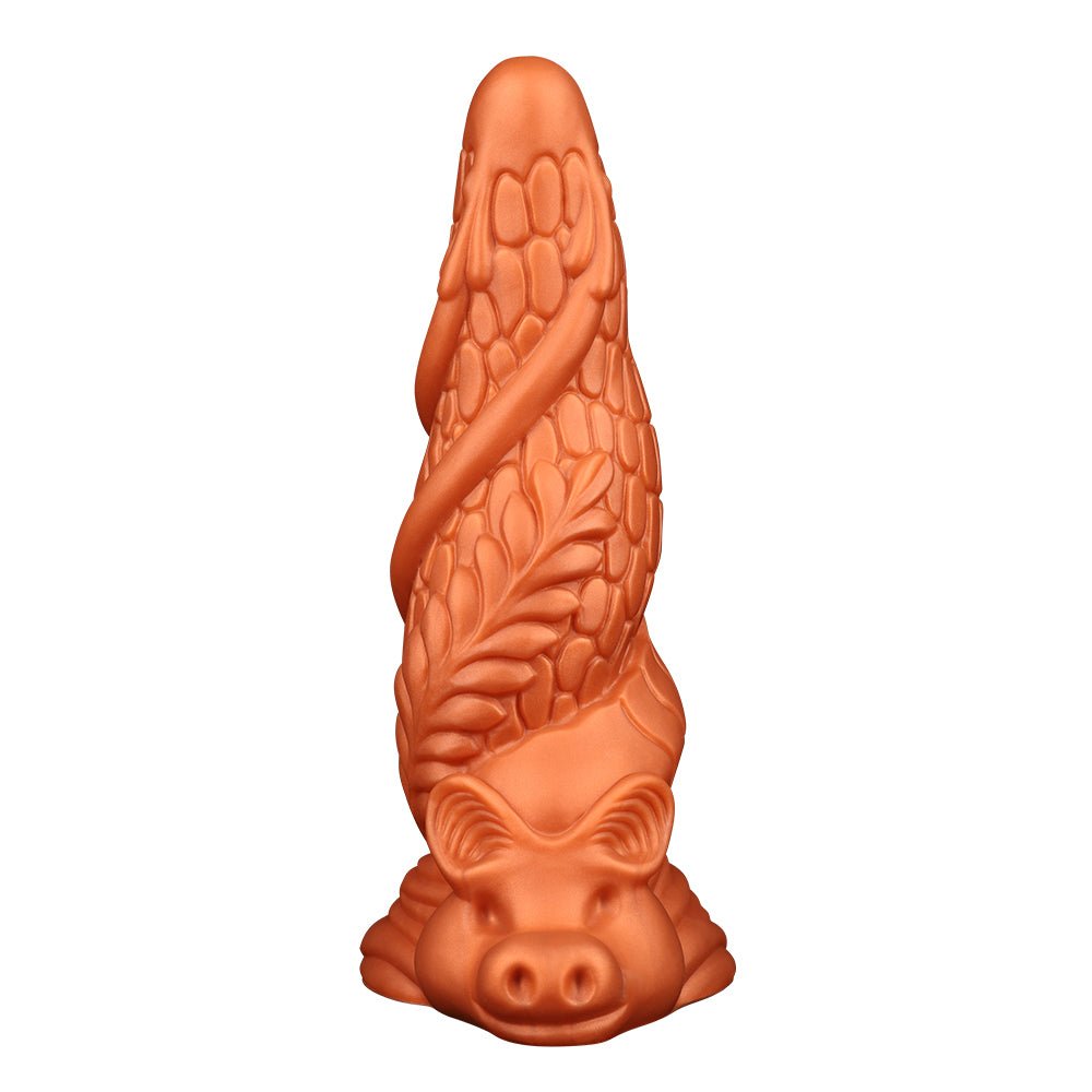 Dragon-Scale Fantasy Dildo – Soft Silicone Spiral Design with Suction Base - Tarisss Sex Toy Store