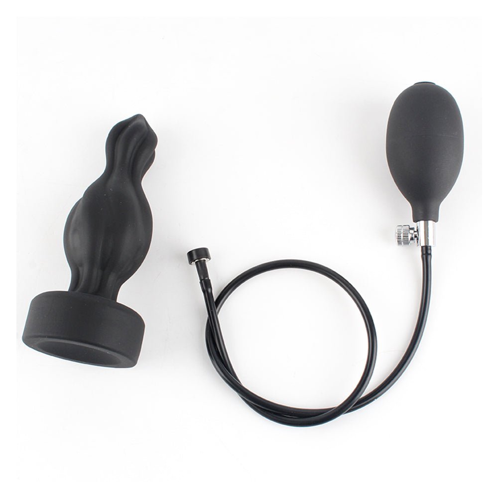 Dual - Layer Magnetic Suction Inflatable Silicone Anal Plug with Pressure Bulb - Tarisss Sex Toy Store