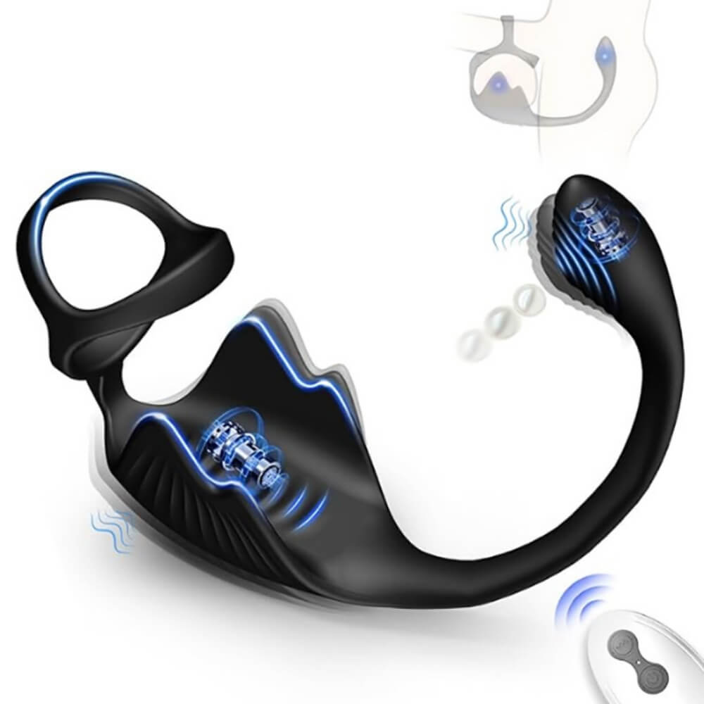 Manta 3 in 1 Multifunctional Prostate Massager with 10 Vibrations and Penis Ring - Tarisss Sex Toy Store