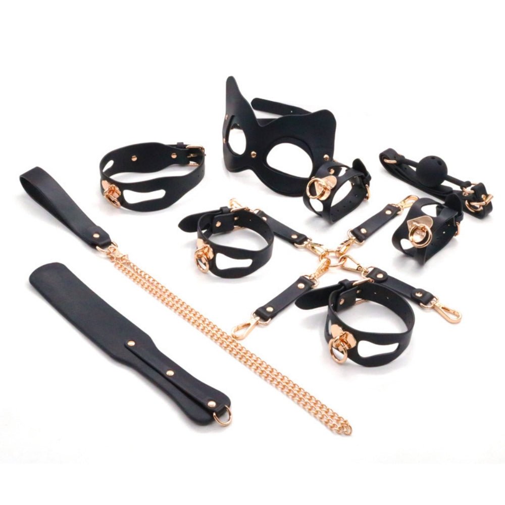 MAPARON BDSM Bondage Set Restraint Kit for SM Role Play Sex Game 10 Pieces Black - Tarisss Sex Toy Store