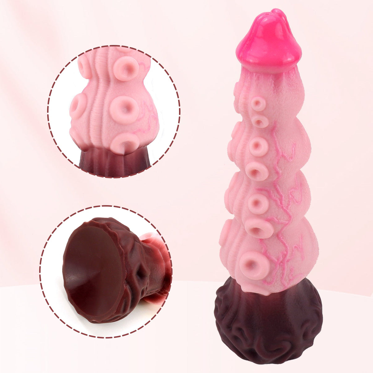 Textured Pink Silicone Dildo with Suction Cup - Tarisss Sex Toy Store