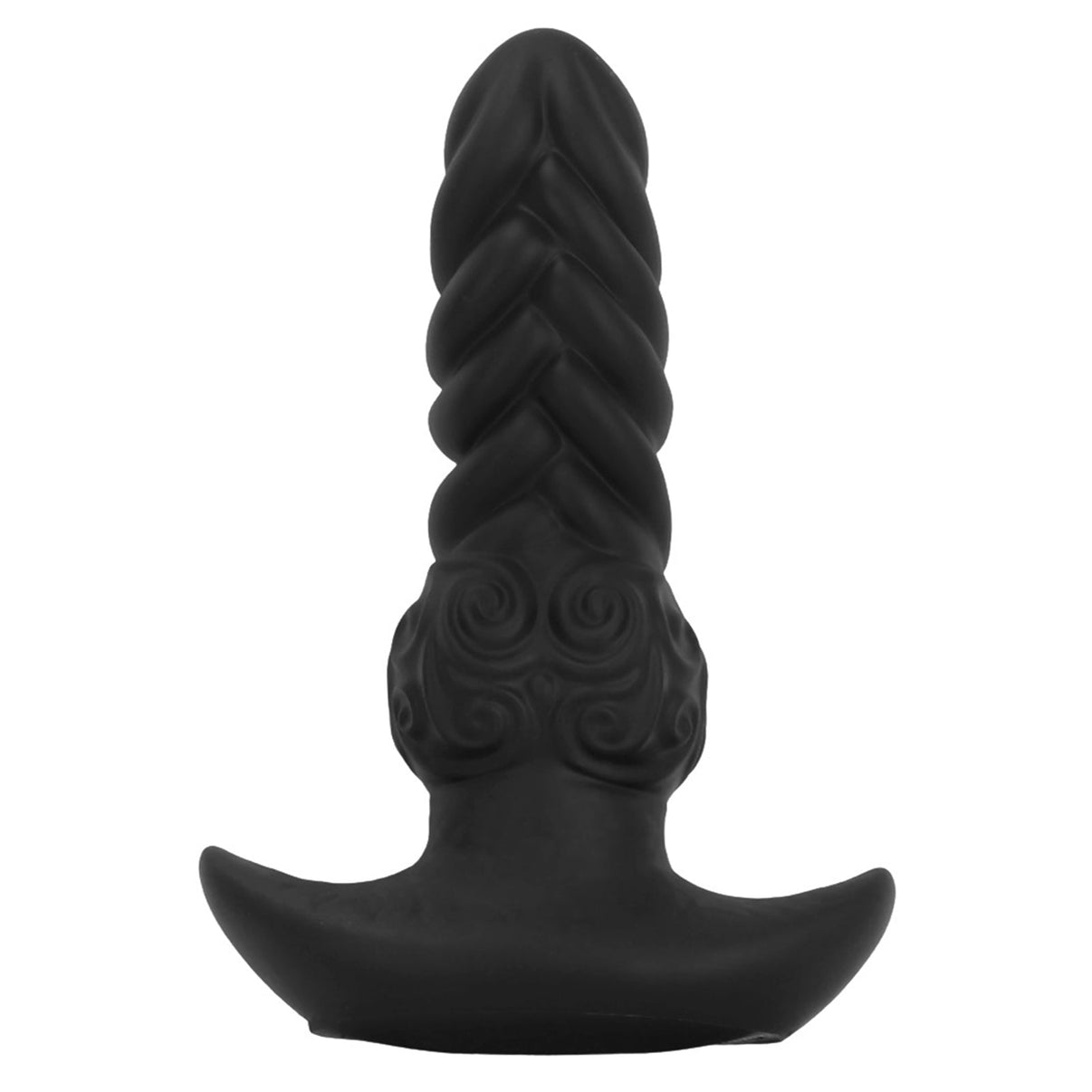 Twisted Design Black Silicone Plug with Base - Tarisss Sex Toy Store